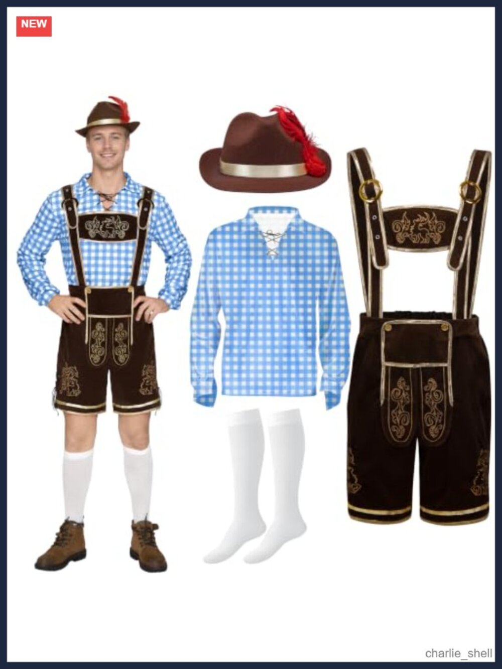 Men's Bavarian Oktoberfest Outfit with Hat and Suspenders | 100% Polyester